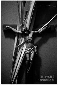 Perfect Love  - Jesus on the crucifix black and white photography by Frank J Casella