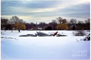 Canoes In The Snow - Color Photo by Frank J Casella