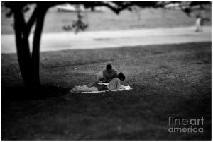 Lovers Reading By The Lake - Featured